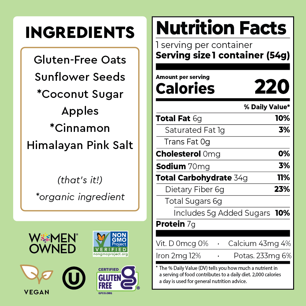 apple cinnamon oatmeal nutrition facts and ingredients