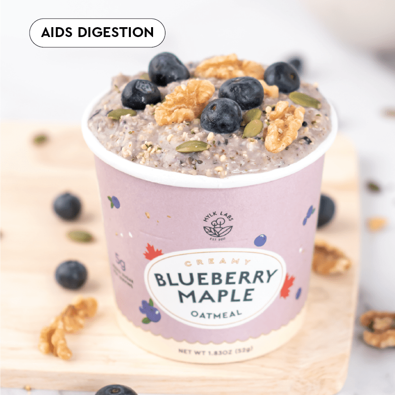 Blueberry Maple Oatmeal-Mylk Labs aids digestion