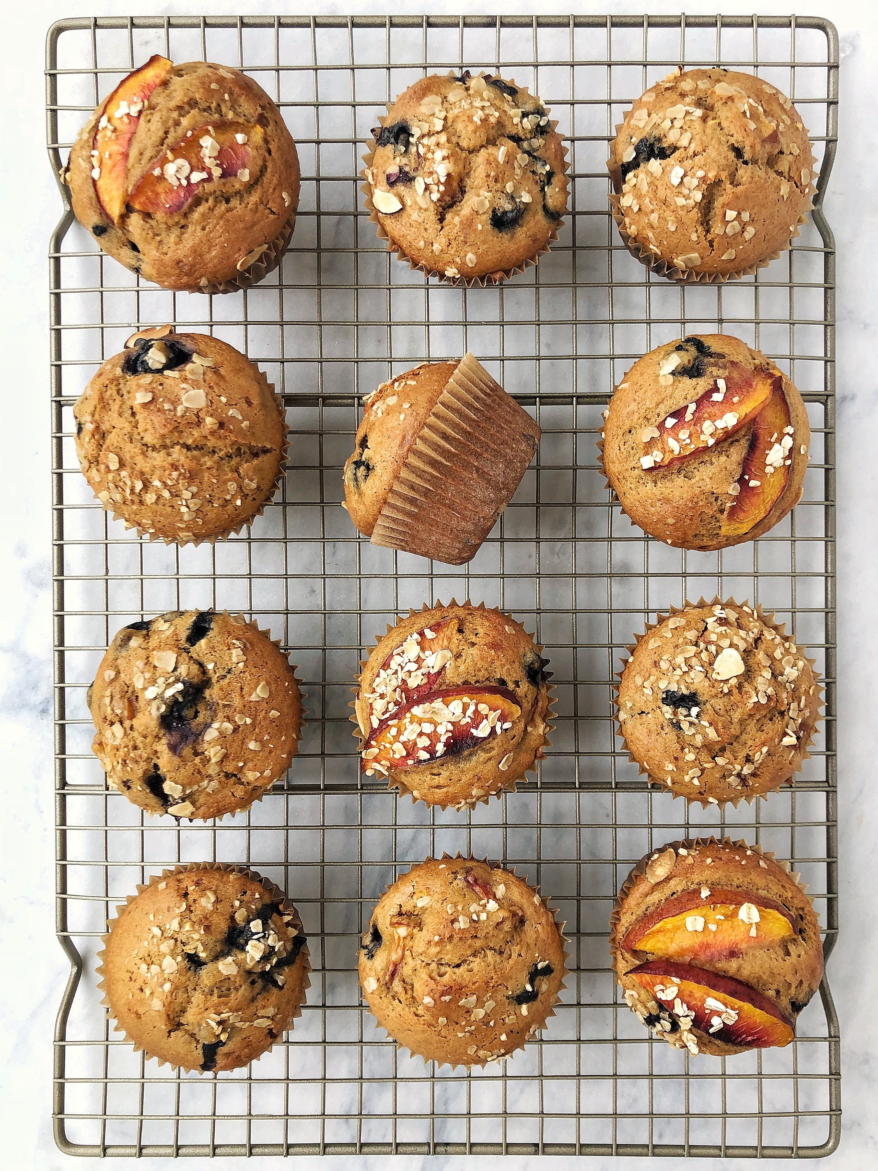 Vegan Peachy Blueberry Muffins