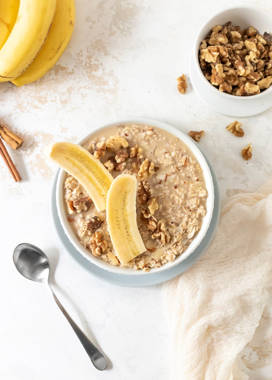 banana and granola on oatmeal