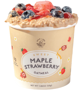 maple strawberry oatmeal cup with fruit