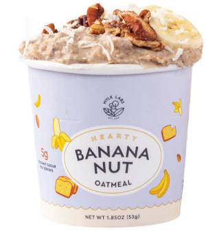 banana nut oatmeal cup with fruit