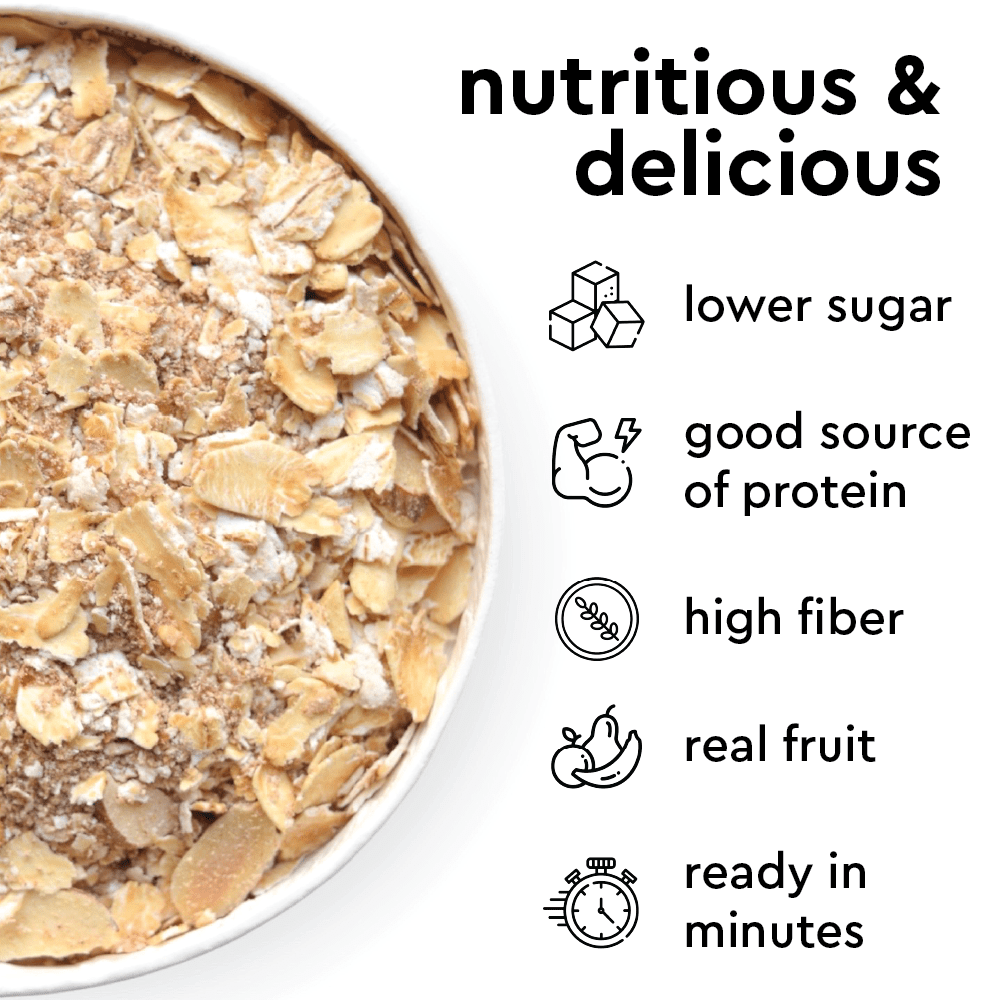 oatmeal benefits - low sugar, high protein, high fiber, real fruit