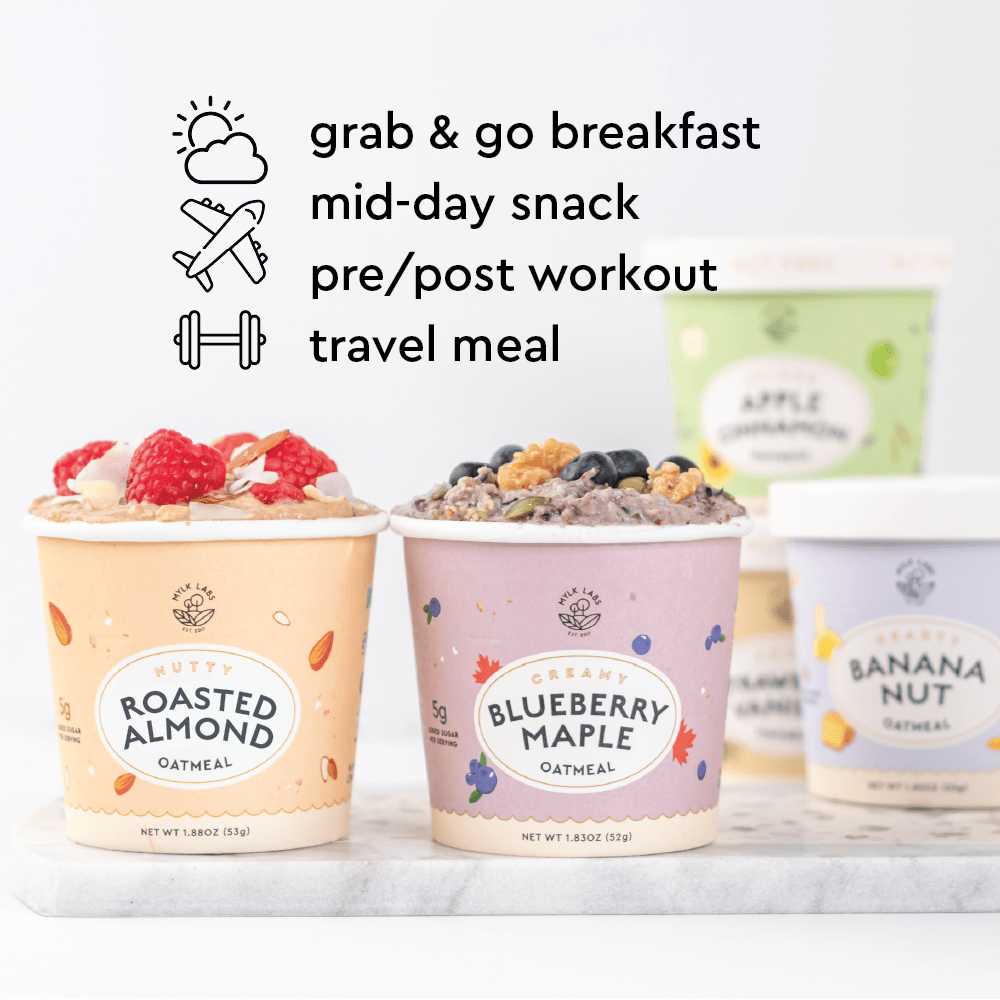 oatmeal usage - grab & go breakfast, snack, post workout, travel meal