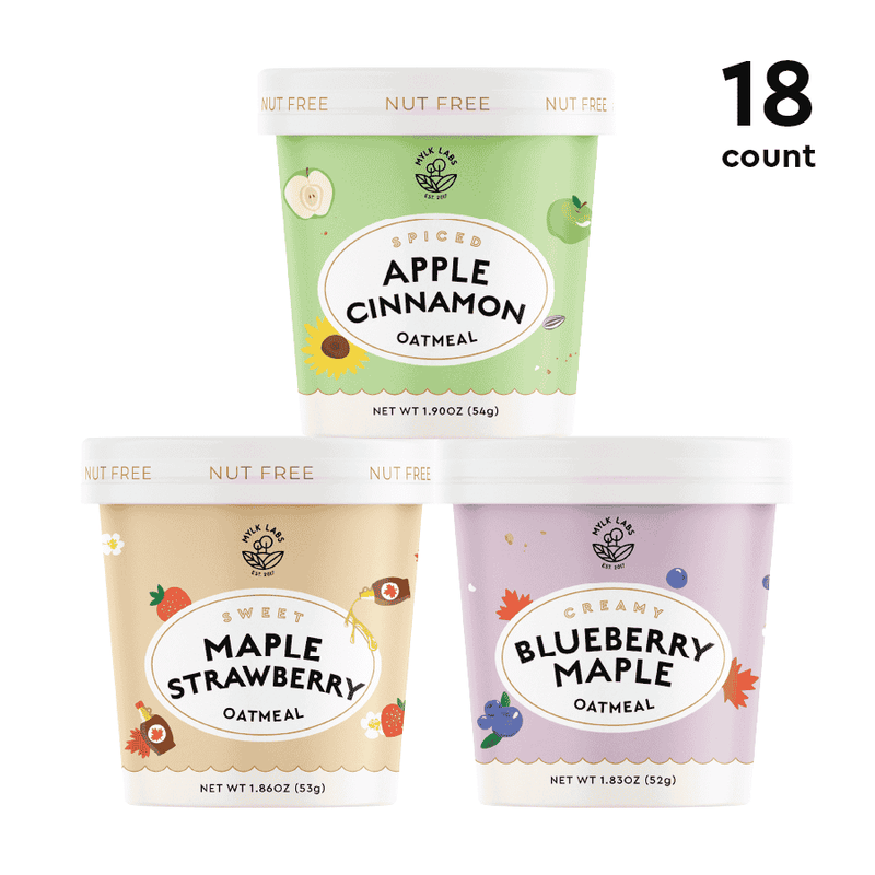 Fruity Oatmeal Bundle-Mylk Labs Apple Cinnamon, Blueberry Maple and Maple Strawberry Instant Oatmeal Cups