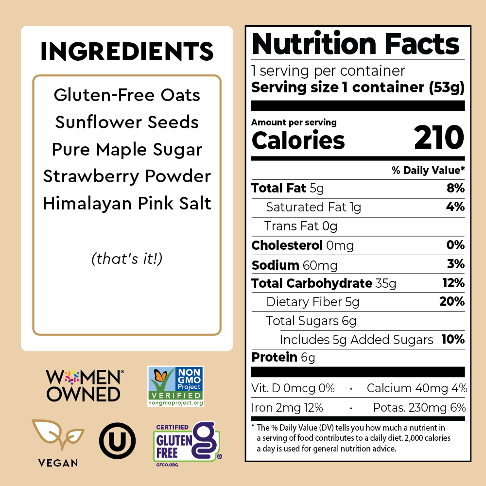 maple strawberry oatmeal cup nutrition facts and ingredients 